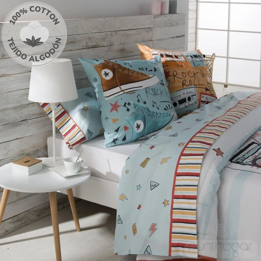 Juego de sábanas juveniles MUSIC 100% algodón marca JVR