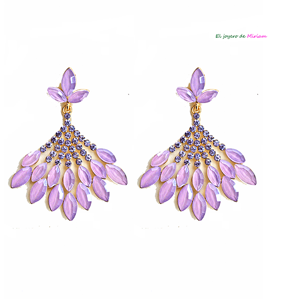 Pendientes lilas cristales