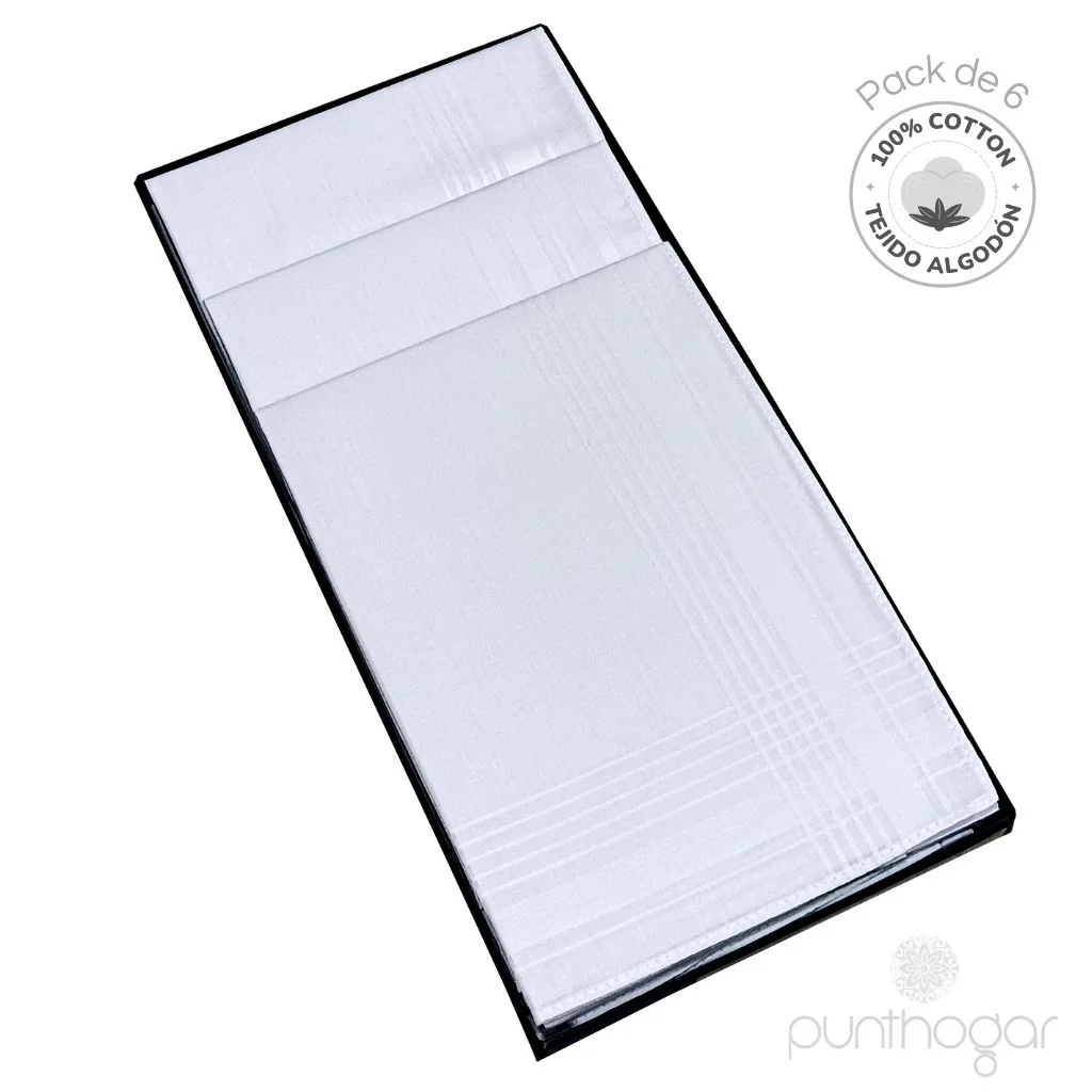 Estuche 6 pañuelos GUASCH hombre BLANCOS 100% algodón - Imagen 2
