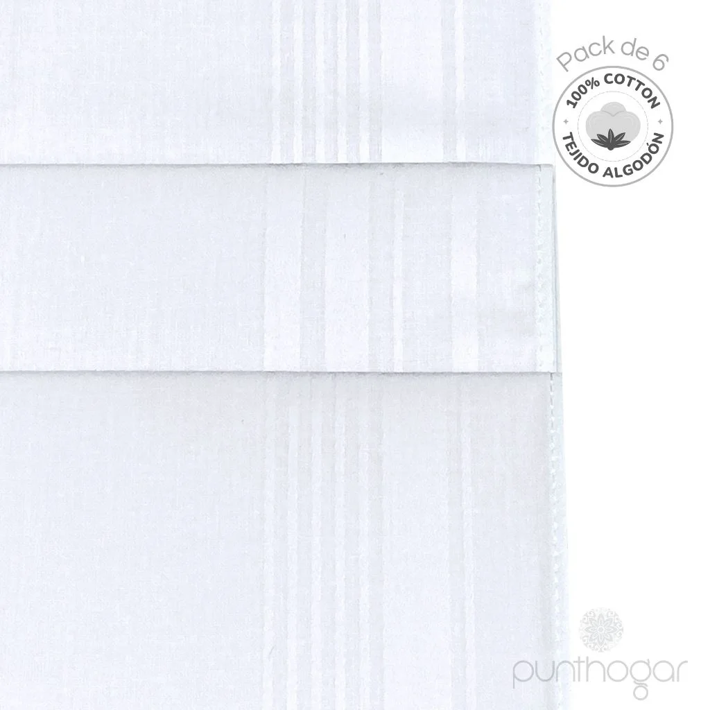Estuche 6 pañuelos GUASCH hombre BLANCOS 100% algodón - Imagen 3