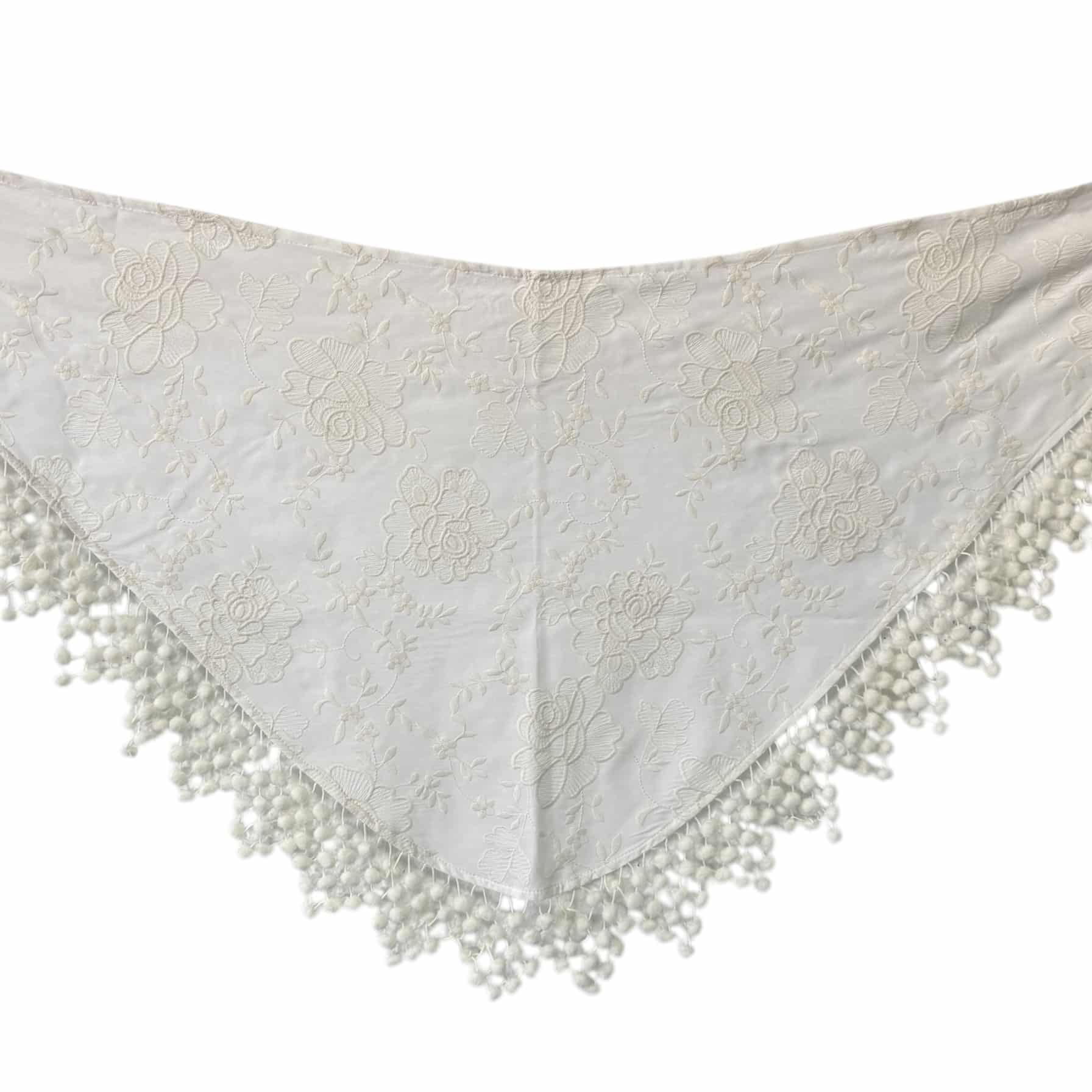 MANTONCILLO DE FLAMENCA DE MADROÑOS BLANCO ROTO