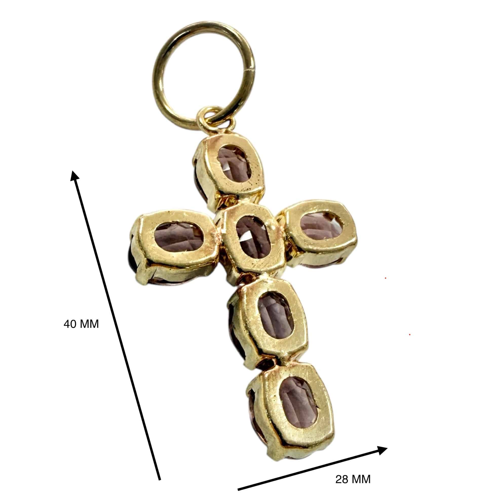 COLGANTE CRUZ CRISTAL K9 MOKA 40X28 MM - Imagen 3