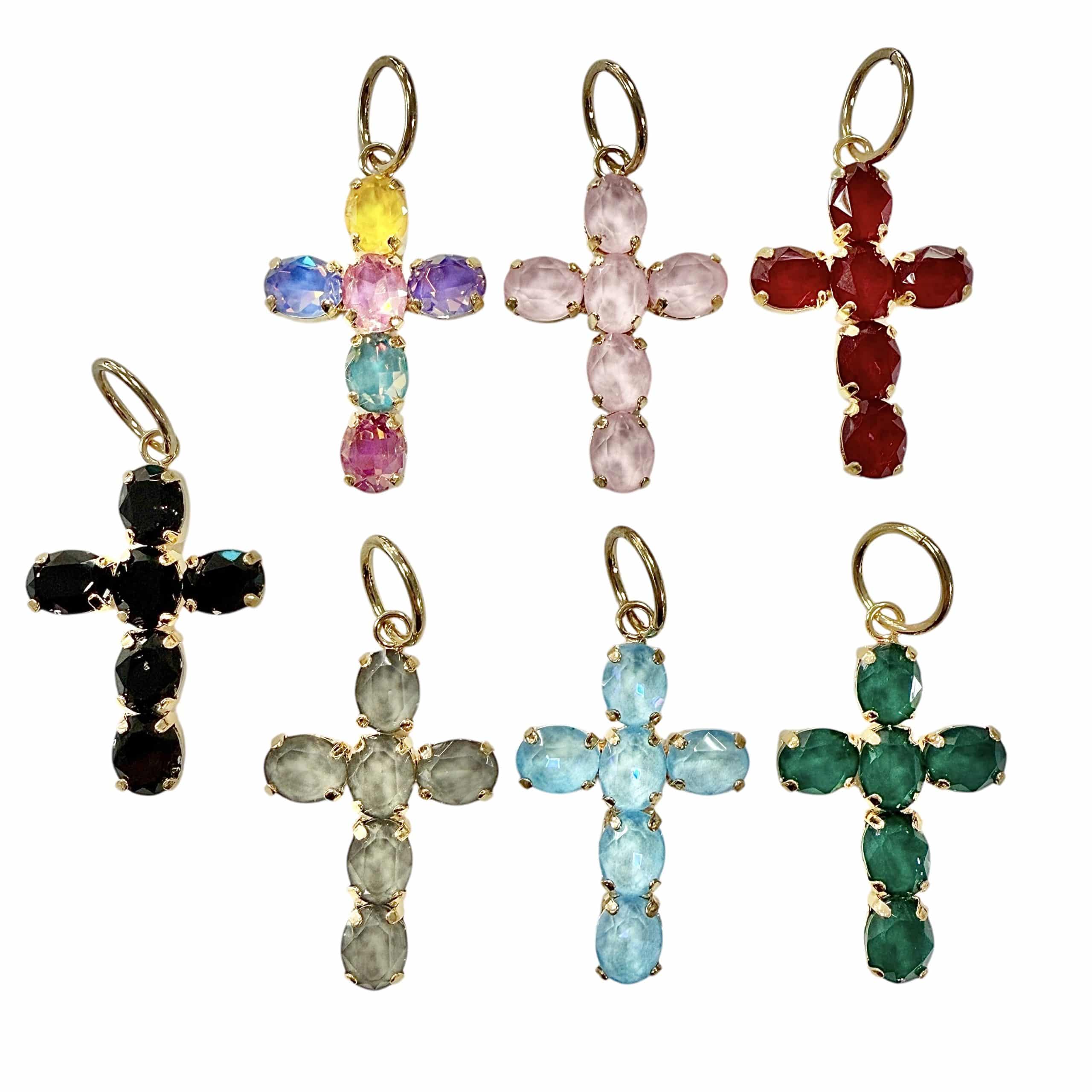 COLGANTE CRUZ CRISTAL K9 MOKA 40X28 MM