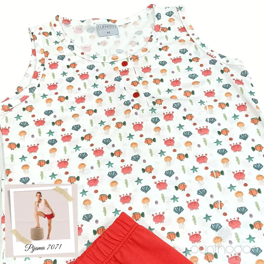 Pijama mujer sin mangas Leniss 7071 | Estampado del mar - Imagen 2