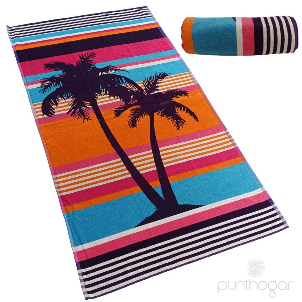 Toalla playa Jacquard PALMERAS 6525 algodón egipcio - Imagen 2