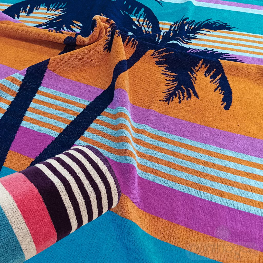 Toalla playa Jacquard PALMERAS 6525 algodón egipcio - Imagen 3