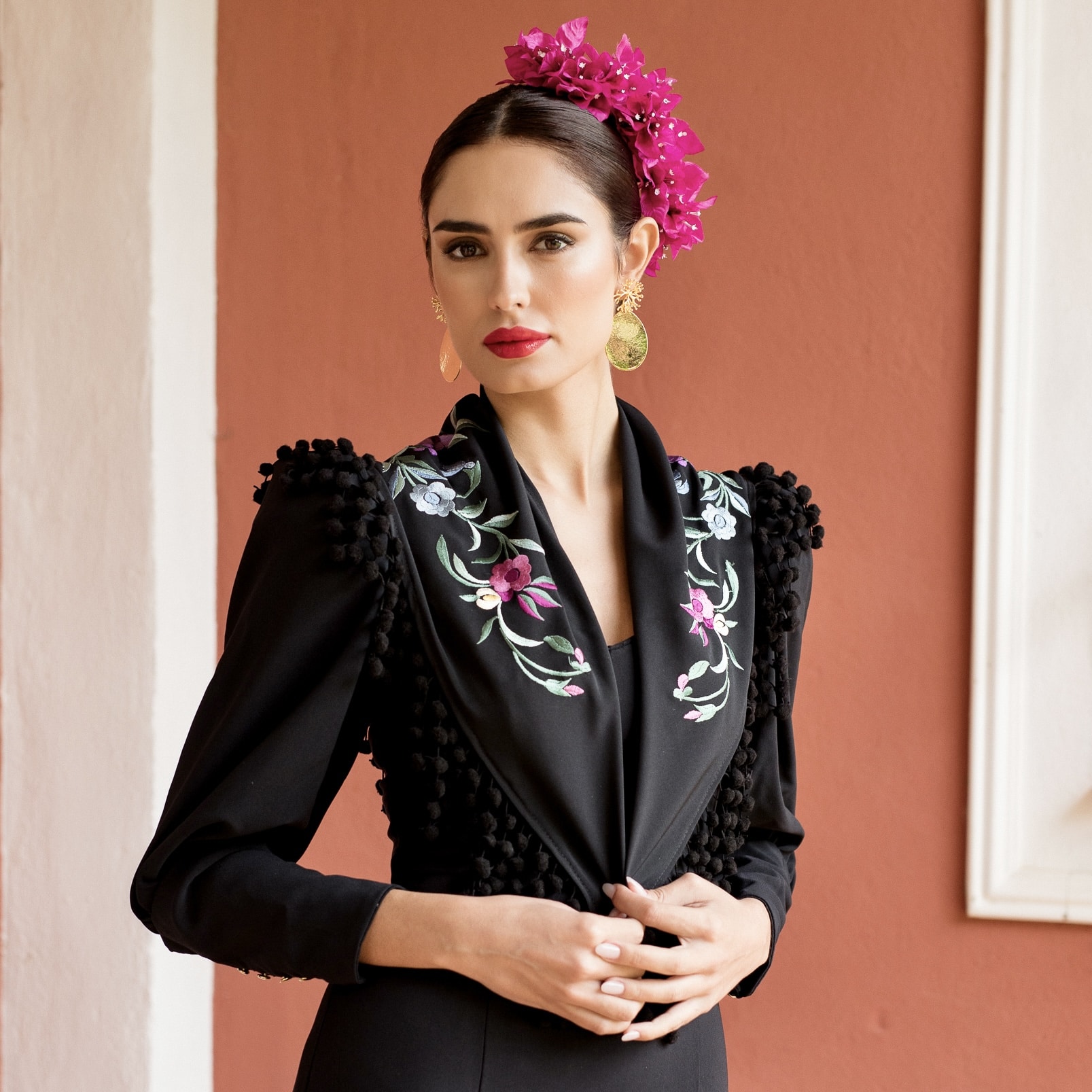 CONJUNTO RAMILLETE Y PENDIENTES DE FLAMENCA JEREZ - Imagen 4